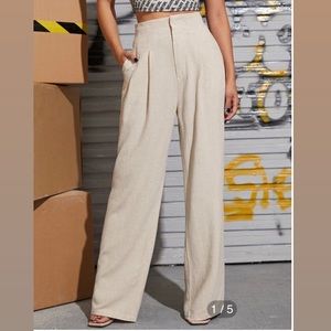 Linen Wide Leg High Waisted Trouser